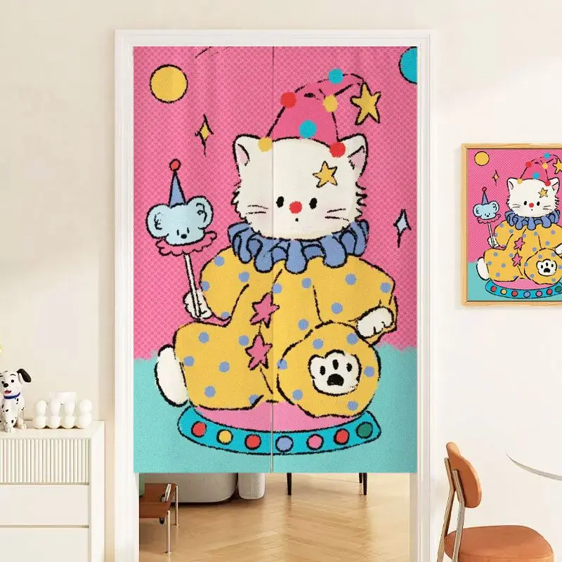 VIKAMA Cute Party Teddy Bear Door Curtain, Retro Cartoon Bear Half-Door Curtain, Wall Decoration for Entrance Archway