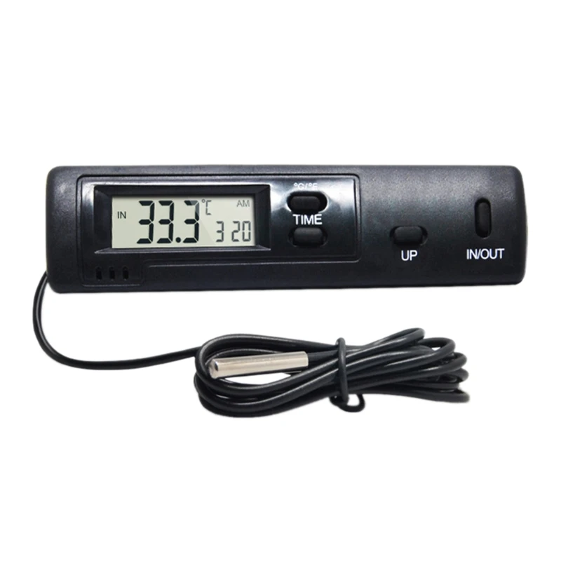 Thermometer LCD Display In Out Clock Car Home Dual-Way Digital Thermometer