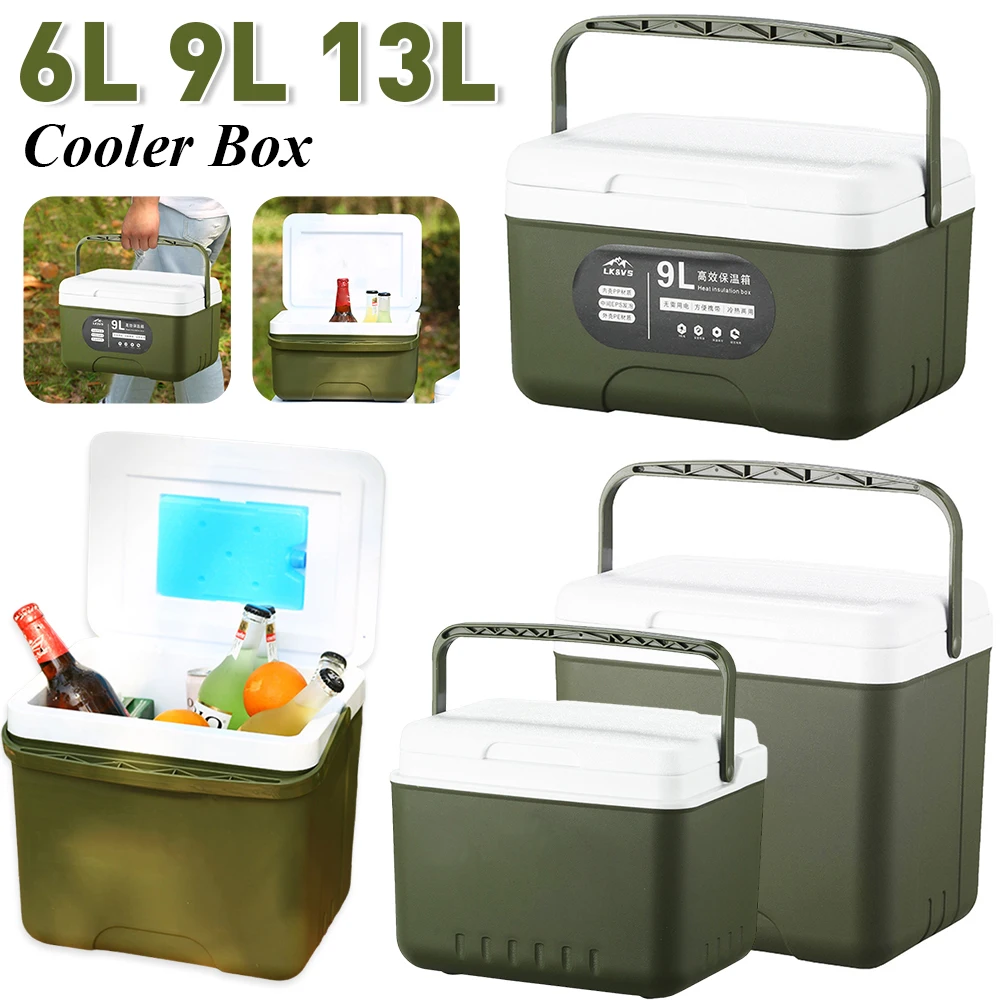 6/9/13L Camping Cooler Box Heat Preservation Car Refrigerator Incubator Travel Keep Fresh Camping Fridge Ice Cooler Storage Box