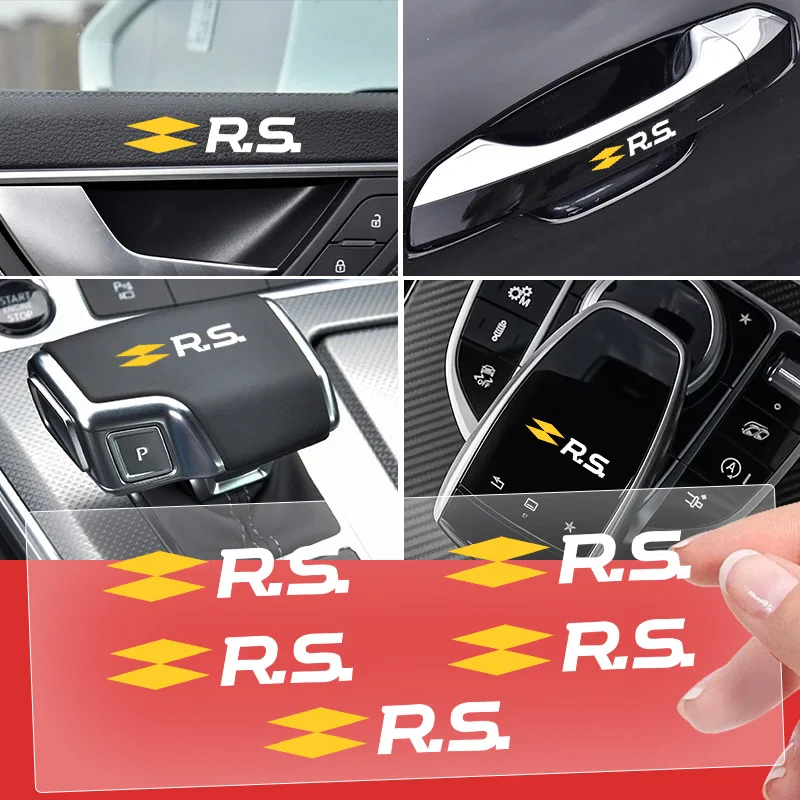 

5/10 шт. наклейка для салона автомобиля, наклейки с центральным управлением, эмблема, значок, Стайлинг автомобиля для Renault RS Koleos Duster Megane 2 3 Clio Captur