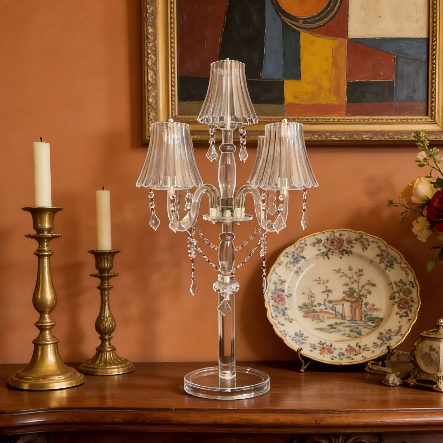 Französischer Acryl-Kerzenhalter Luxuriöses Hochzeitstisch-Centerpiece Europäische Elegante Wohndekoration Luxuriöser Tisch-Akzent – Detail 6
