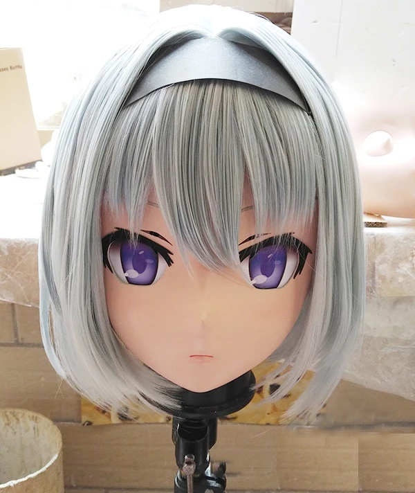 (KM117) Handmade Female Resin Crossdress Pretty Girl 3/4 Head Lolita Doll Mask Japanese Anime Cosplay Kigurumi Mask Crossdresser