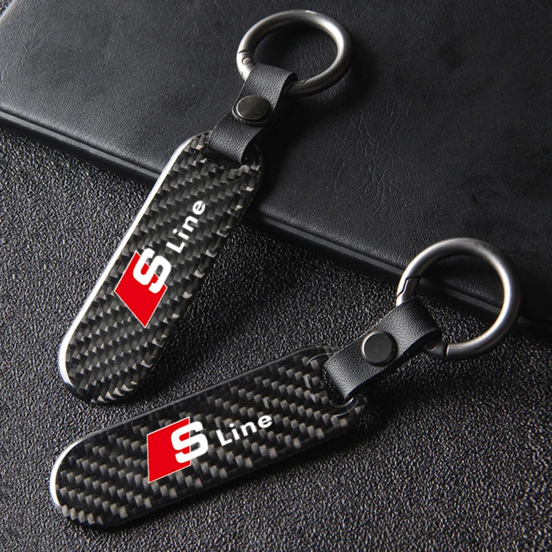 Carbon Fiber Texture Car Key Chain Ring Auto Keychain ​For Audi Quattro A3 A4 A6 A5 Q5 A1 Q7 Q3 Q2 Q8 A7 A8 TT S1 SQ5