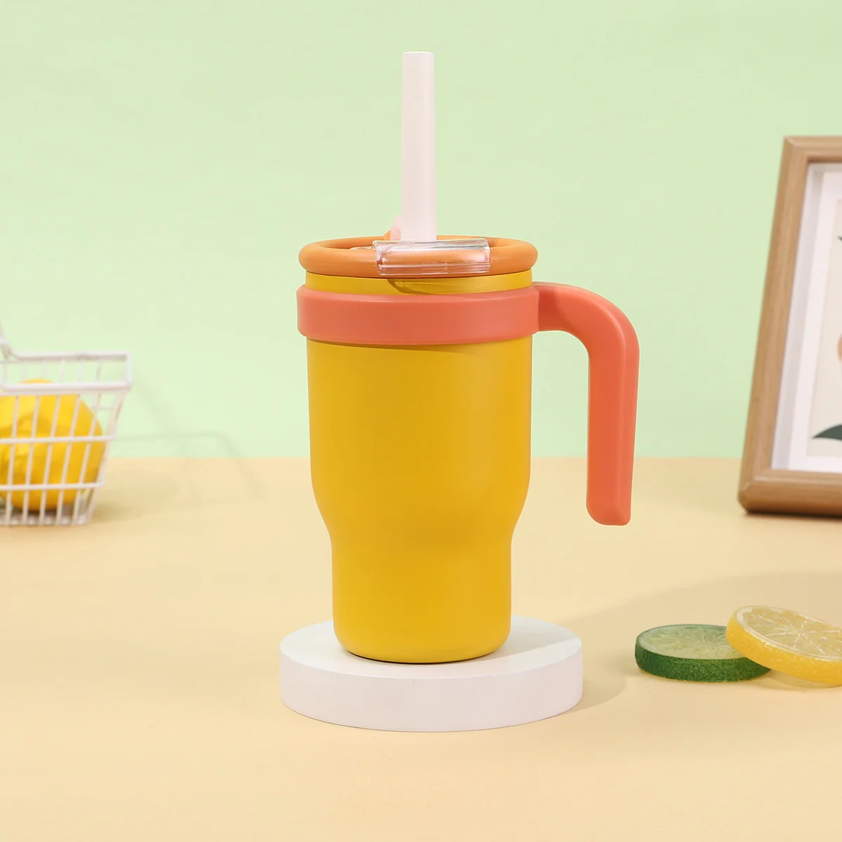 14oz Handle Ice King Cup Insulated Cup Children Outdoor Portable child Baby school Boy Car Suction Straw Water Cup Coffee Mug view 2