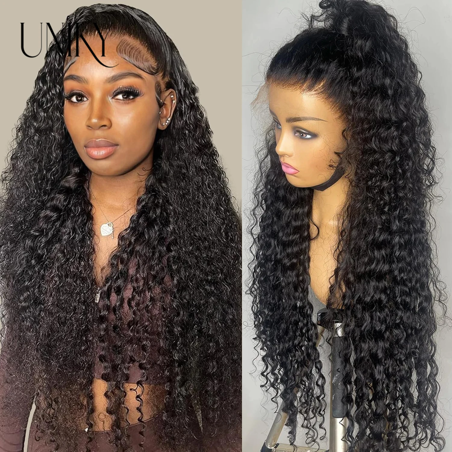 Jerry Curly Lace Front Wig 13x4 Transparent Lace Wig For Women cabelo humano original Brazilian DeepKinky Curly Human Hair Wigs