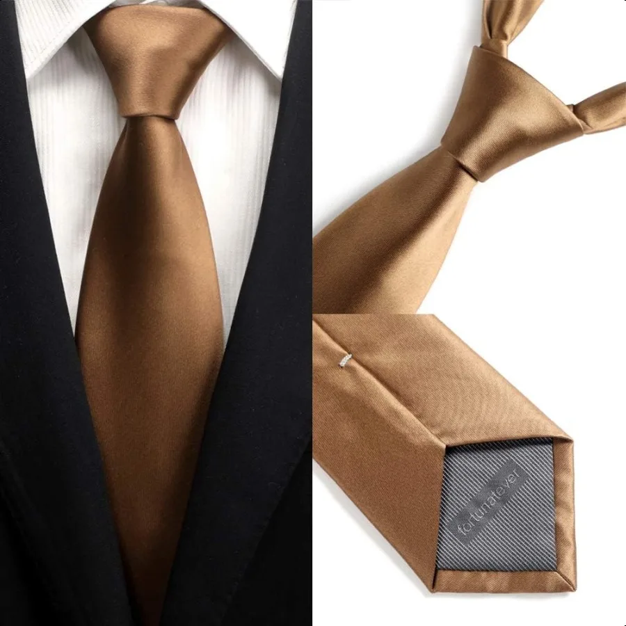 Cravatta da uomo in raso solido da uomo con fazzoletti Cravatte fatte a mano da uomo con confezione regalo
