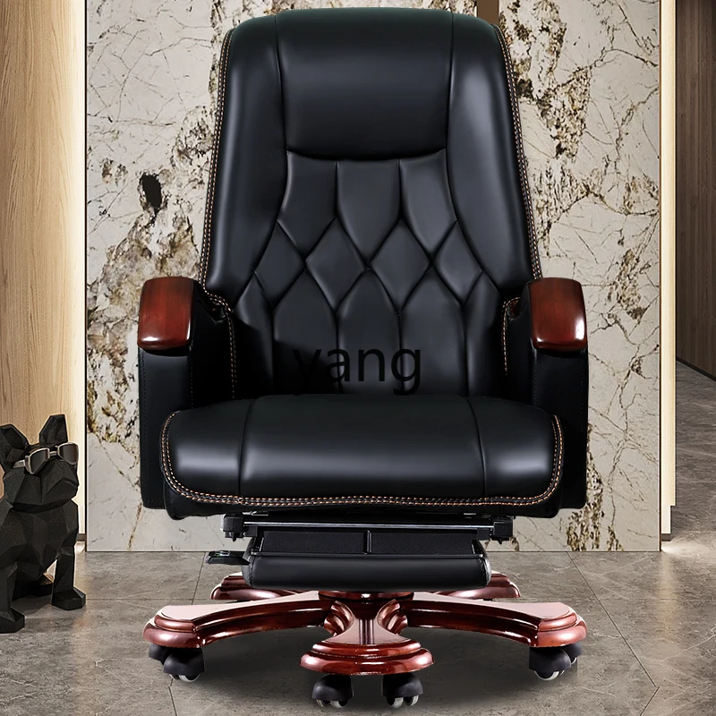 

LMM Modern Minimalist Genuine Leather Boss Adjustable Swivel Chair Reclining