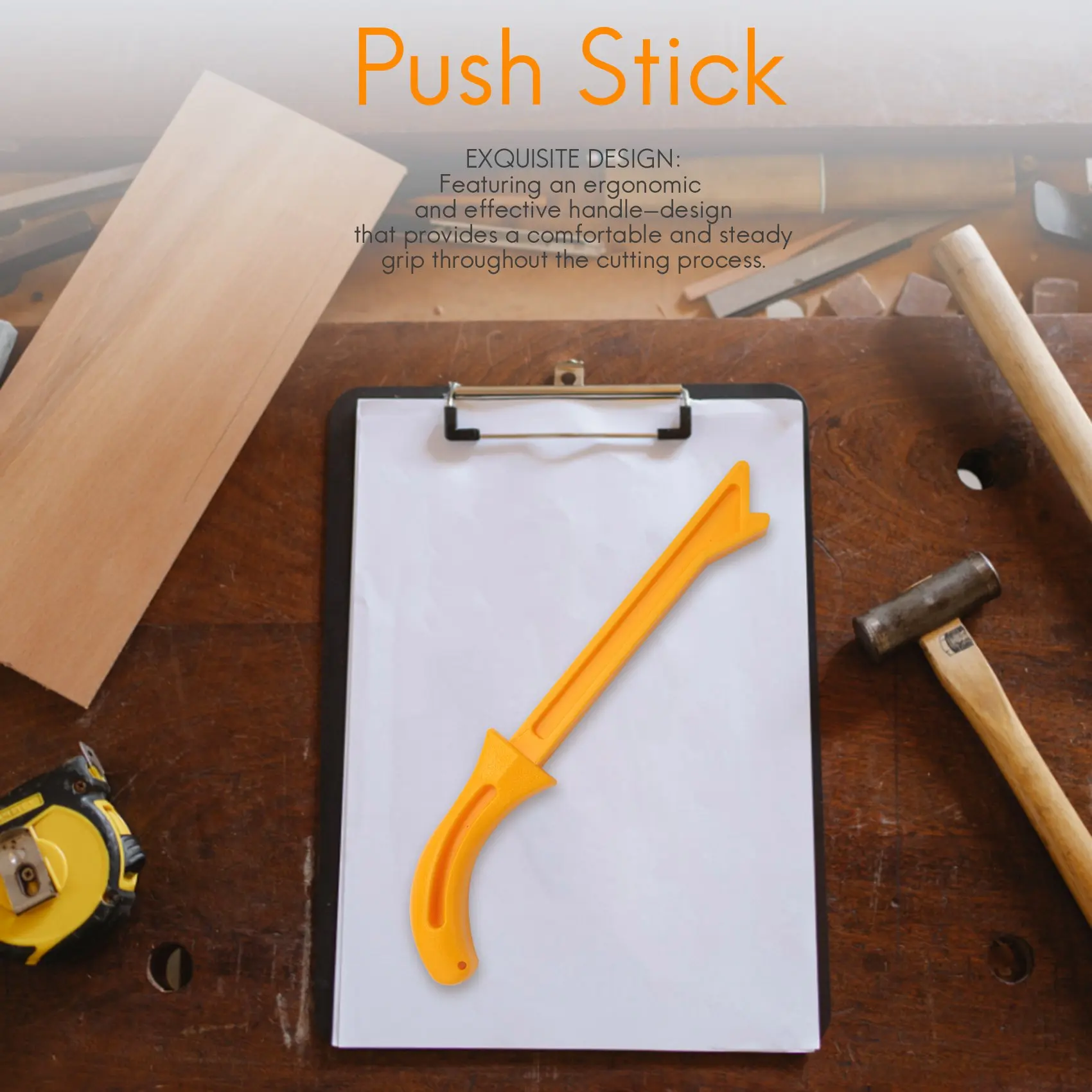 Yellow Plastic Woodworking Practical Push Block Hand Saw Plastic Push Sticks Tool Set for Woodworkers and Use on Table Saws,Rout