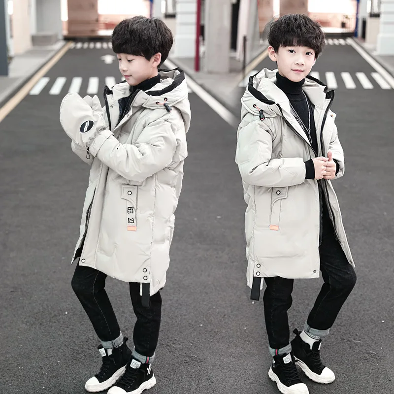 New Children parka kids Winter Down cotton Jacket snowsuit Clothing Big Boy Warm Coat Thicken Outerwear toddler clothes + gloves