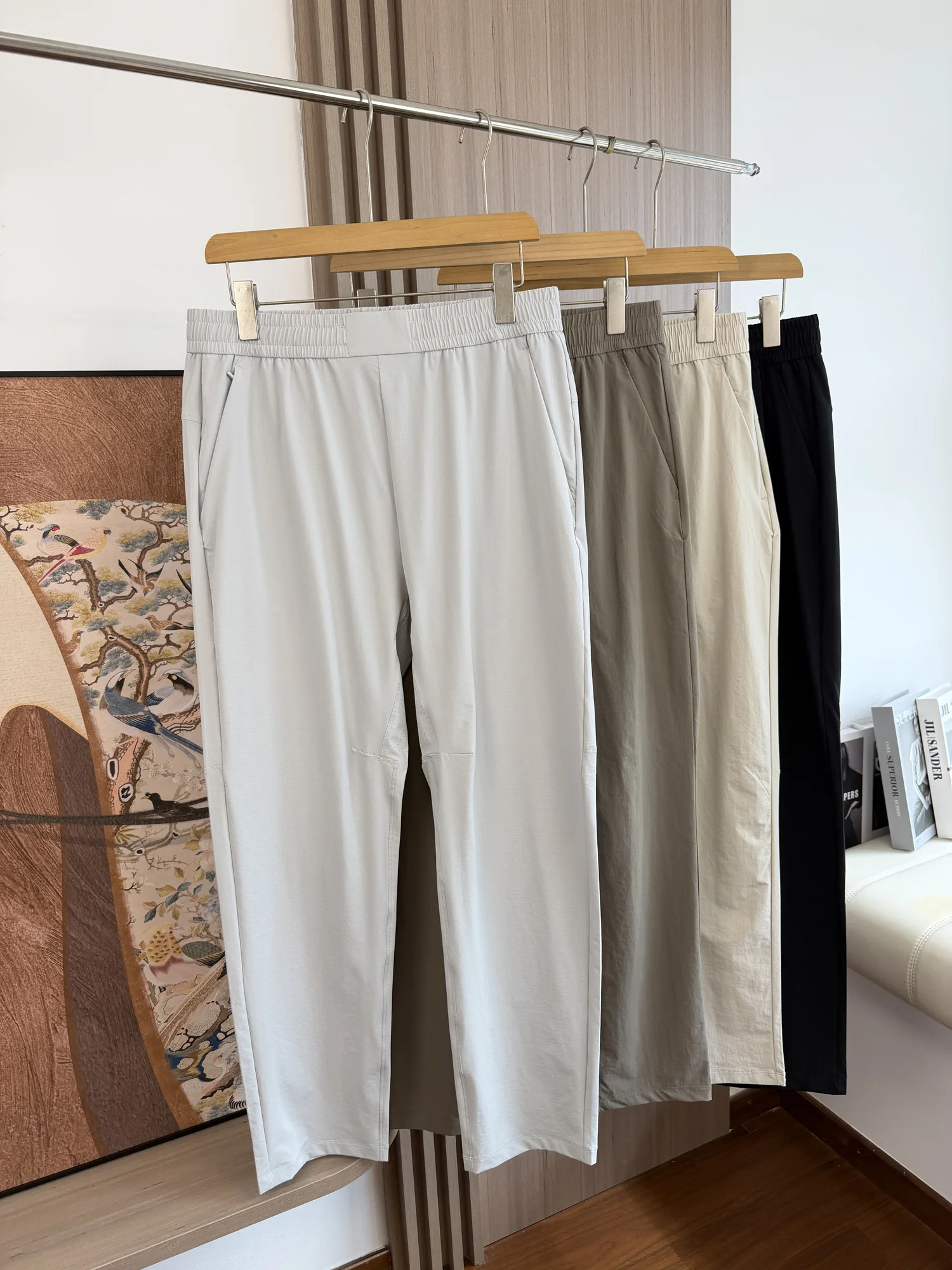 

Fashionable Pearl Function Quick Dry Breathable Men's Cotton Sensation Casual Pants Anti Wrinkle Wear Resistant Spring Summer