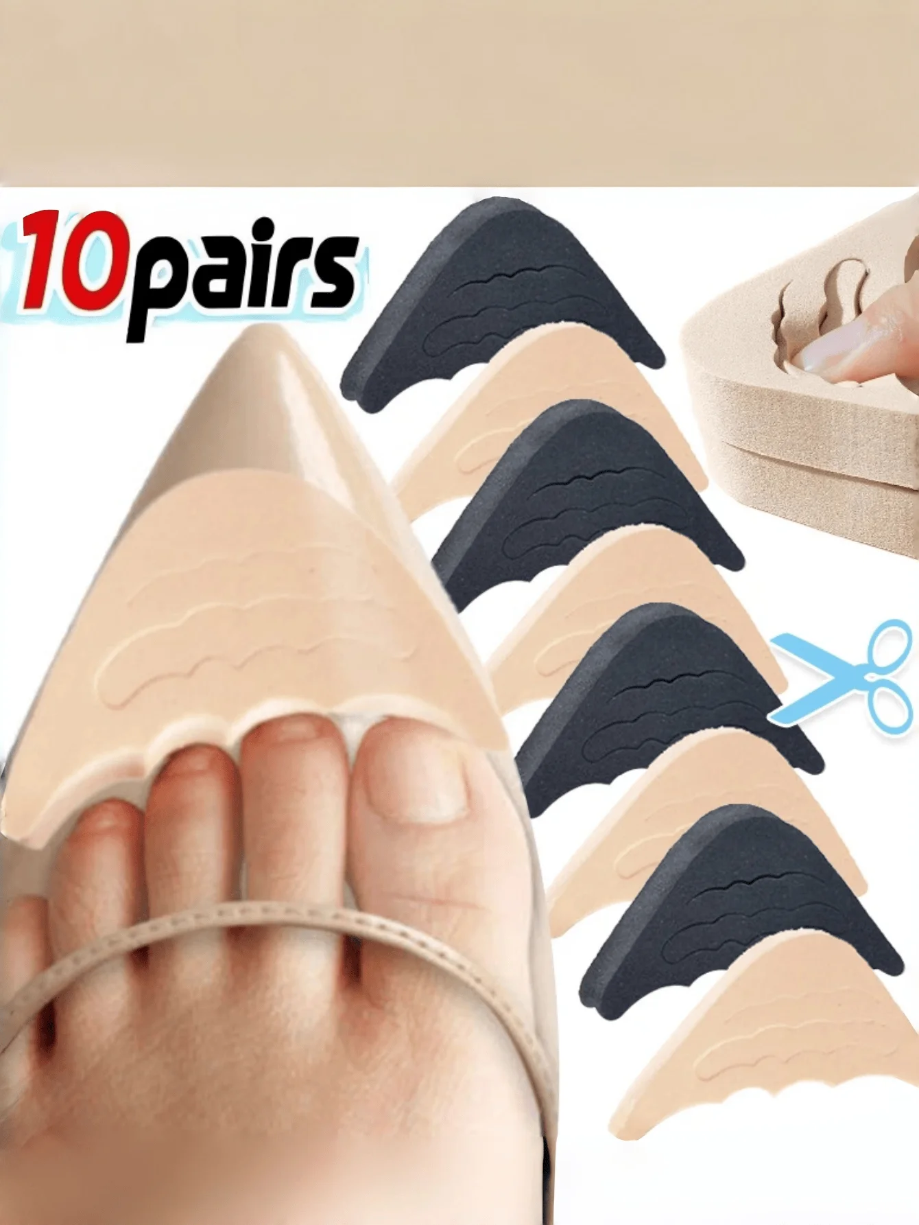 

10 пар женских подушечек для передней части стопы на высоком каблуке, полустельки, амортизация для уменьшения размера обуви, подушечки для передней части стопы, легкие защитные стельки для обуви