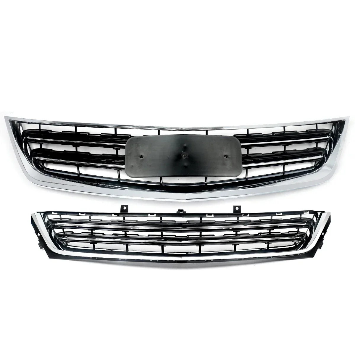 For 2014-2020 Chevrolet Impala 2Pcs Front Bumper Upper&Lower Grilles Chrome+Black Grill  High Quality ABS Auto Accessories