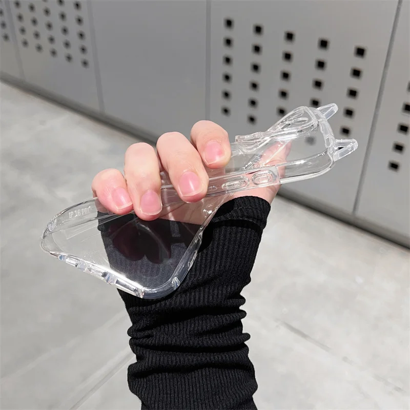 Niedliche Katze 3D-Ohren Transparente Handyhülle für iPhone 17 18 Pro Max Air 16 15 13 11 12 14 Plus Weiche Klare TPU-Rückabdeckung – Detail 17
