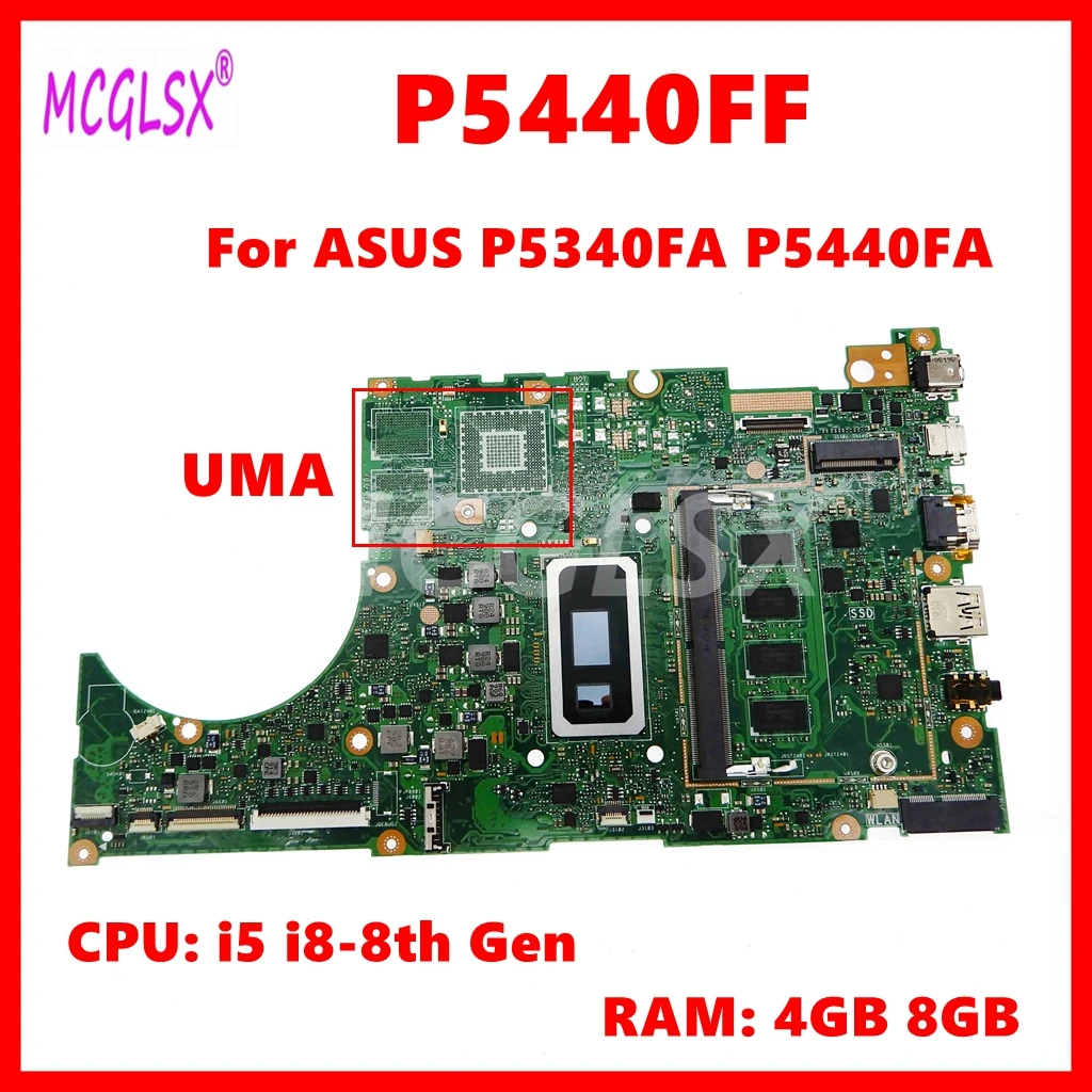 P5440FF Moederbord Voor ASUS P5440F P5340FA P5340FF P5440UF P5440FA Laptop Moederbord i3 i5 i7-8th Gen CPU 4GB 8GB-RAM