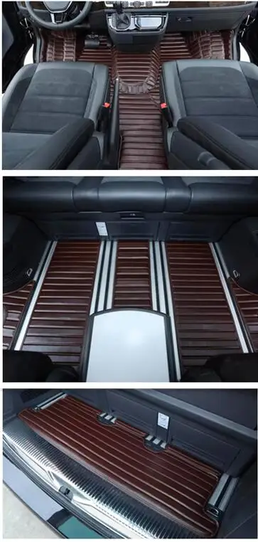 

Комплект автомобильных ковриков на весь салон + коврик в багажник для Volkswagen Multivan T5 T6 2022-2003, 6-7 мест, хорошее качество, водонепроницаемые ковры.