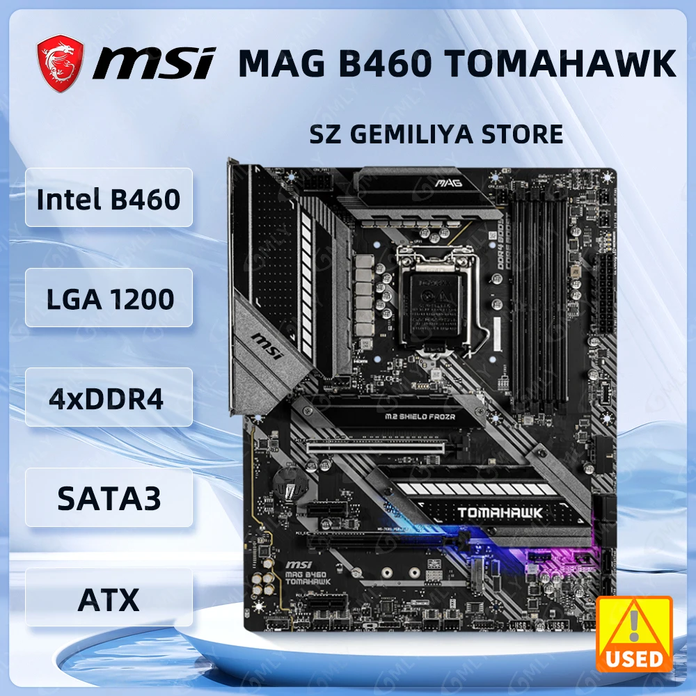 MSI  B460 Motherboard MAG B460 TOMAHAWK Motherboard LGA 1200 B460 support 10700F 10400F 10100F cpu DDR4 128GB M.2 Micro ATX