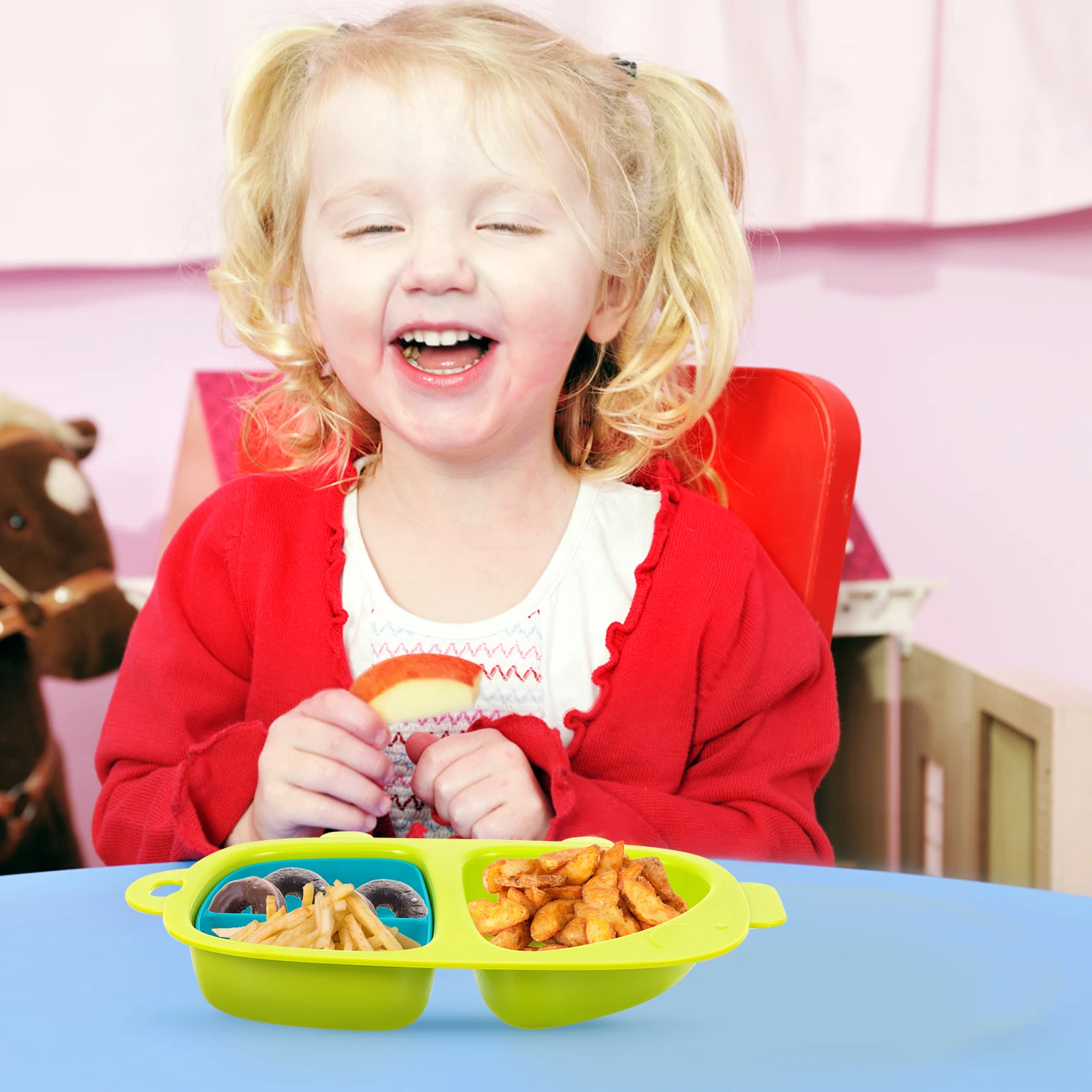 

1Pcs Baby Tableware Silicone Toddler Feeding Plate Cartoon Style Divided Plate Child Plates Snack Dish Kids Dining Tableware