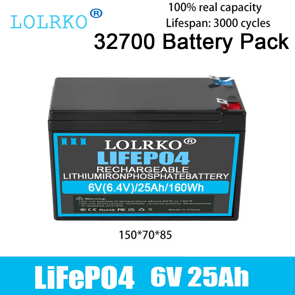 6V 8Ah LiFePO4 Battery With BMS Rechargeable Lithium Iron Phosphate Battery 6V 20Ah For Emergency Light/Kids Car