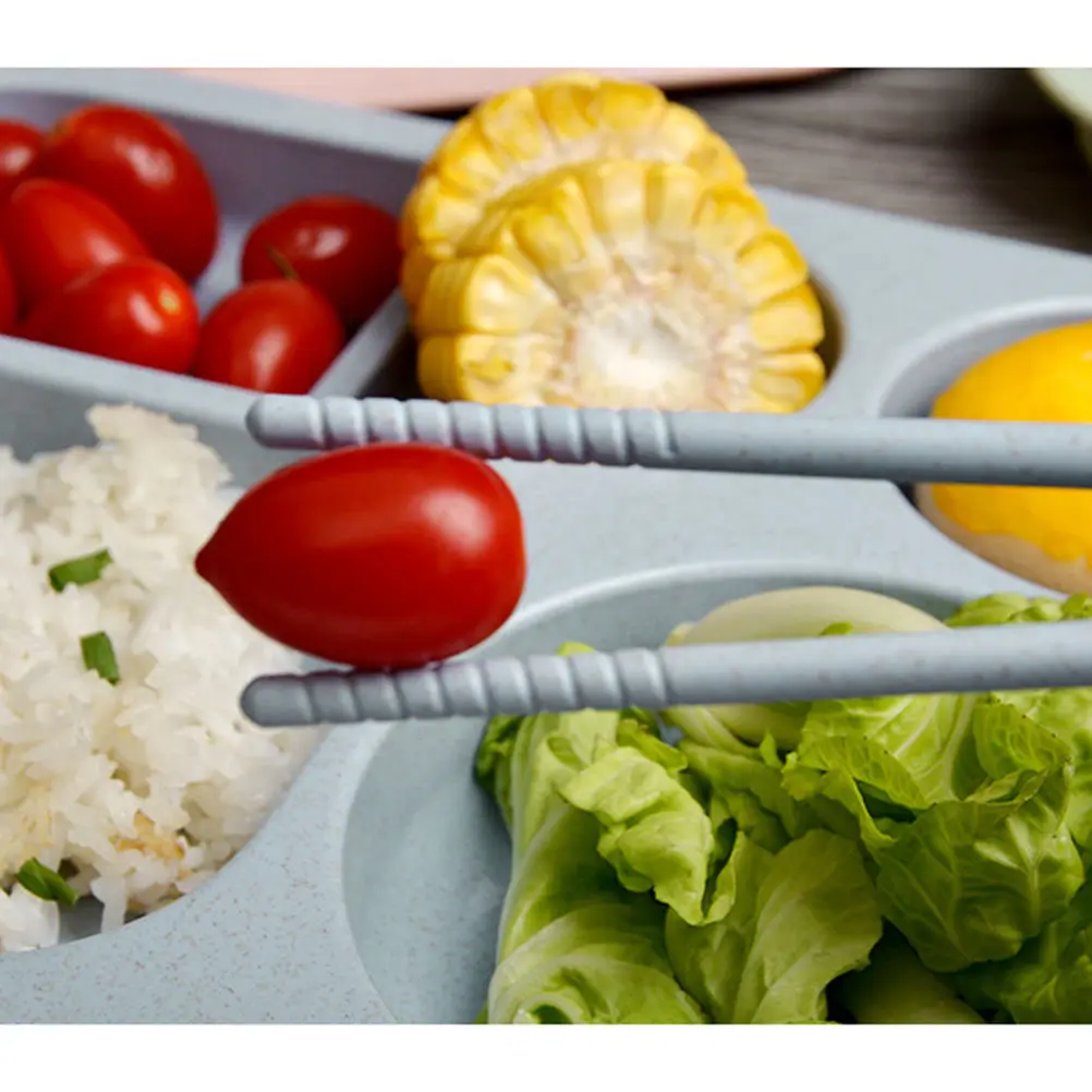 6Pcs Wheat Dinnerware Set Unbreakable Tableware Plate Bowl Cup Spoon Fork Chopsticks Environmentally Friendly