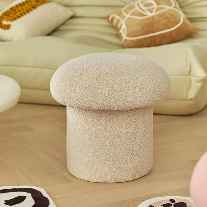 Nordic Ottomans Lovely Mushroom Flannel Art Makeup Stool Creativity Bedroom Step Round Stools Bedroom Furniture Foot Stool Pouf