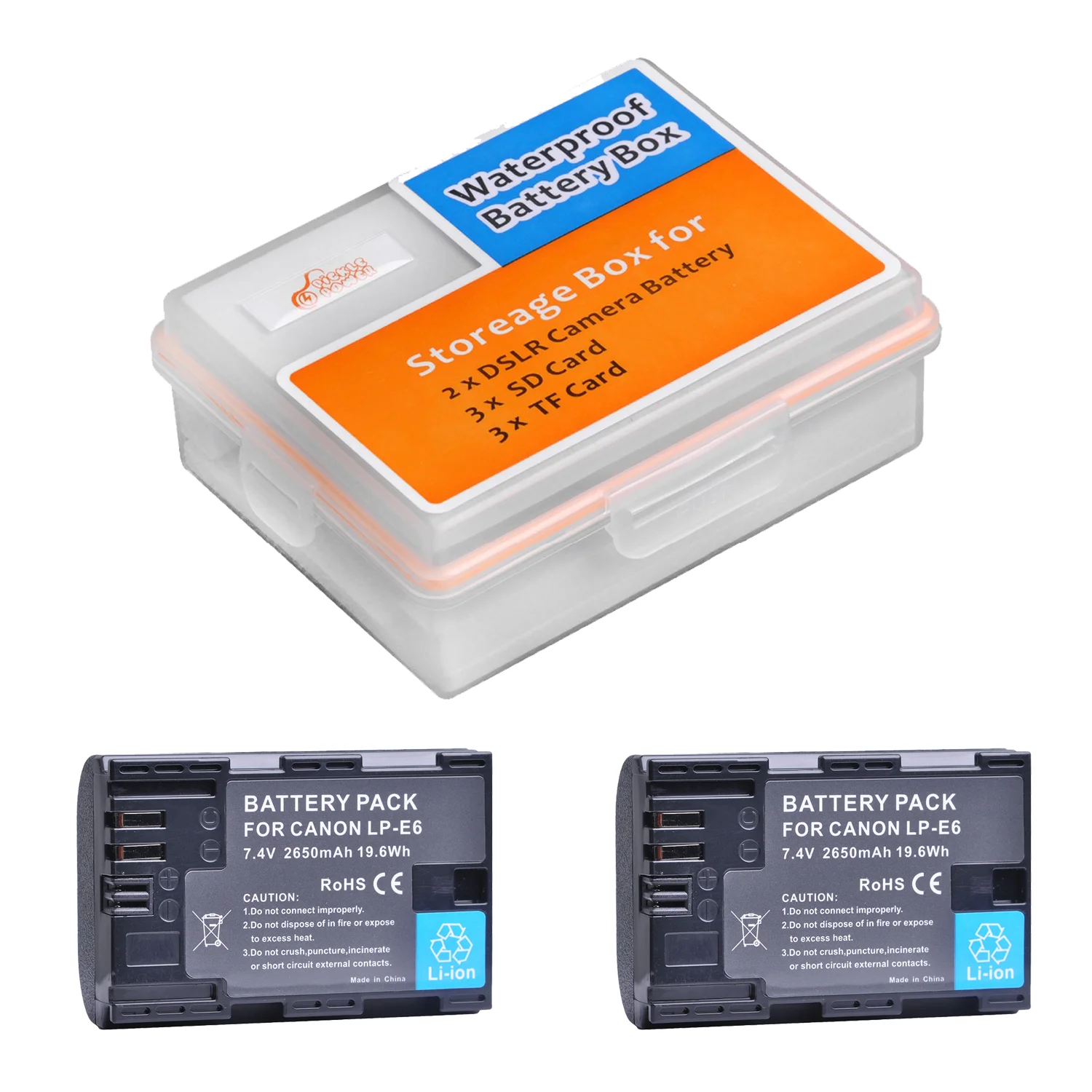 LP-E6NH استبدال بطارية لكاميرات كانون 5D مارك II III IV, 5Ds, 6D, 70D, 80D, R7, R6, R5, R, BMPCC 4K/6K, صندوق LP-E6