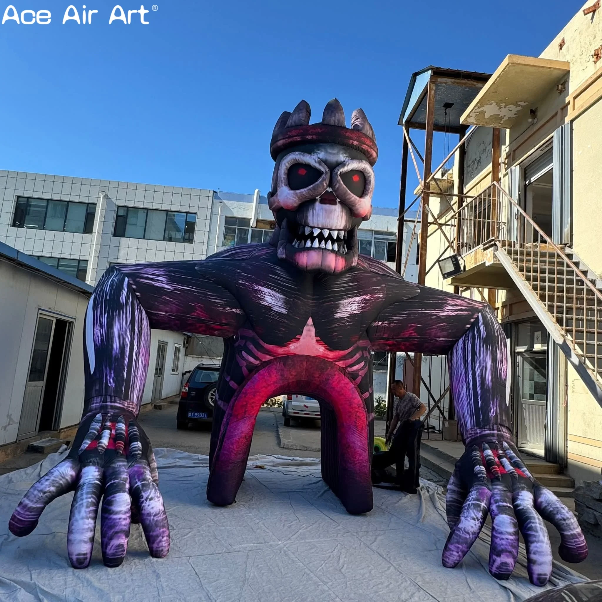 Scary Inflatable Halloween Arch with Death Face Haunted Entrance Decoration for Parties & Outdoor Events