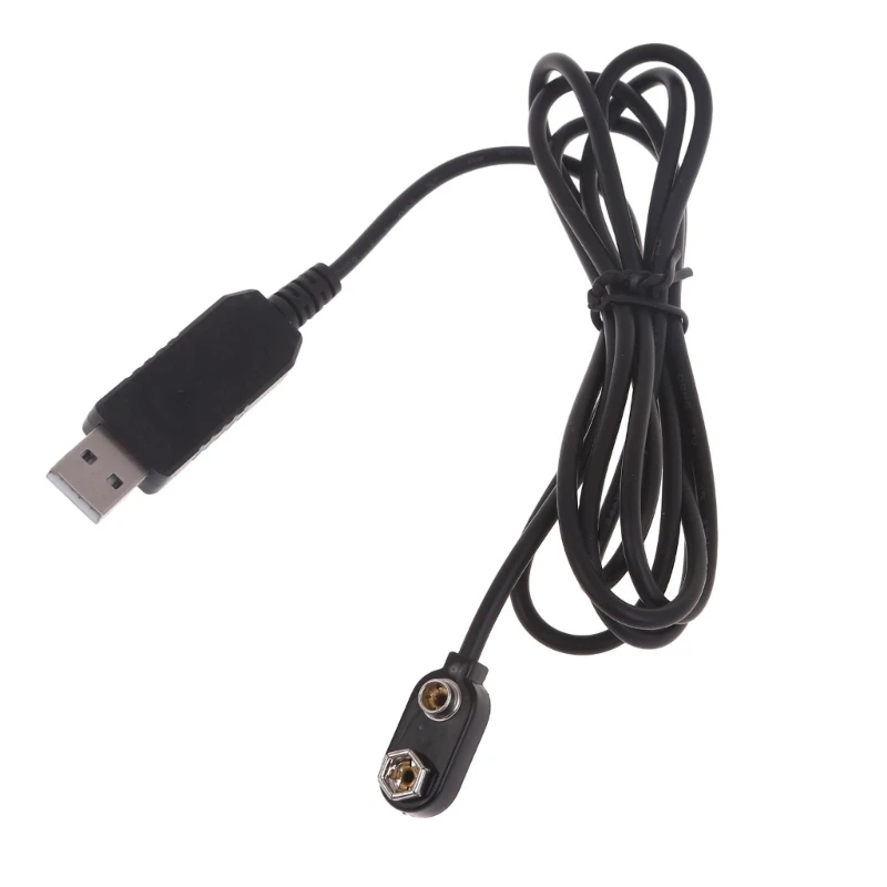 DX62 Professional USB to 9V Battery Charging Cable with Light 5V to 9V Converter 1.5M/5FT Length