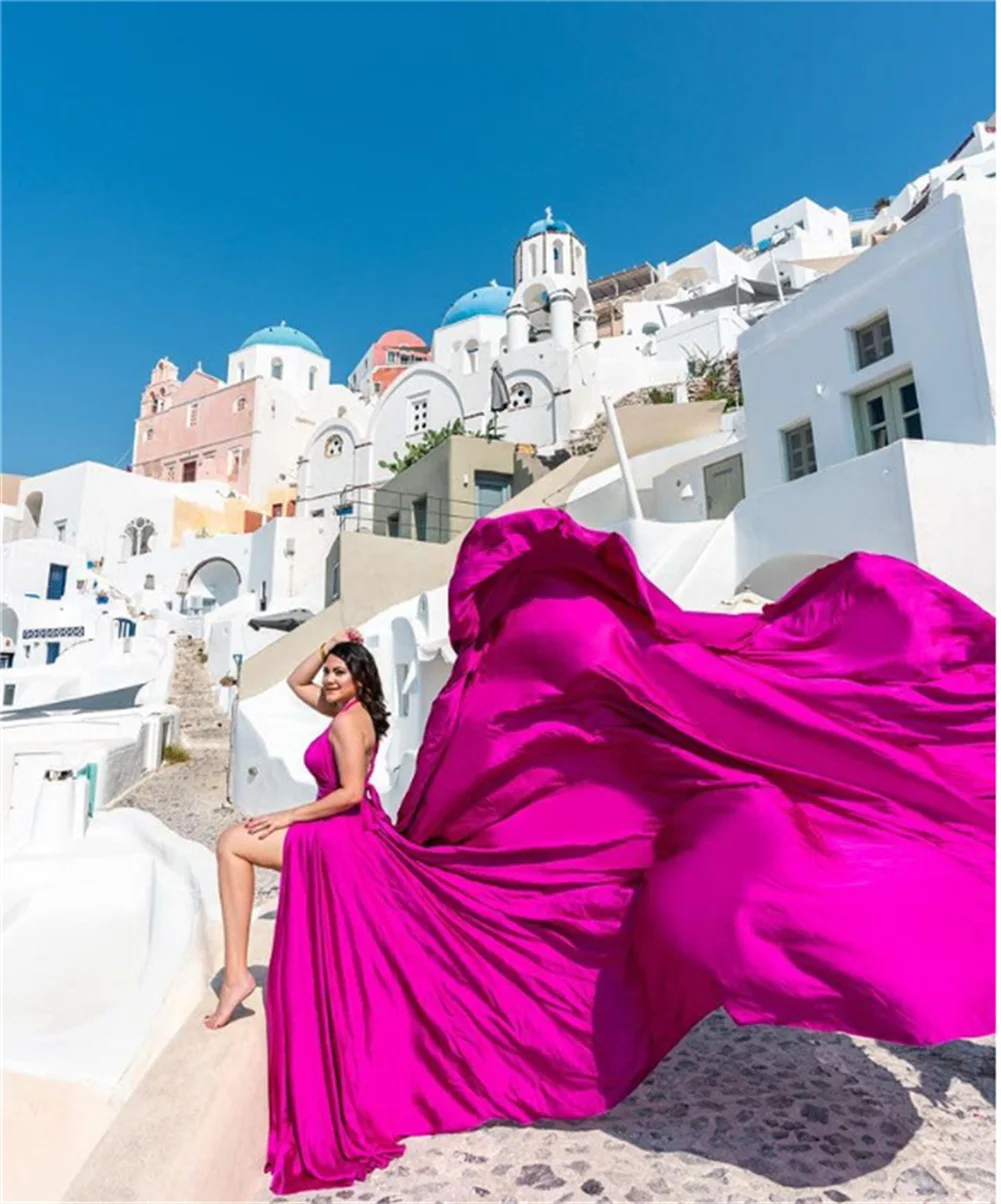 Customized Corset Long Flying Dress For Photoshoot Long Train Dress Prom Dresses Flowy Dress Satin Dress Santorini Flying Dress