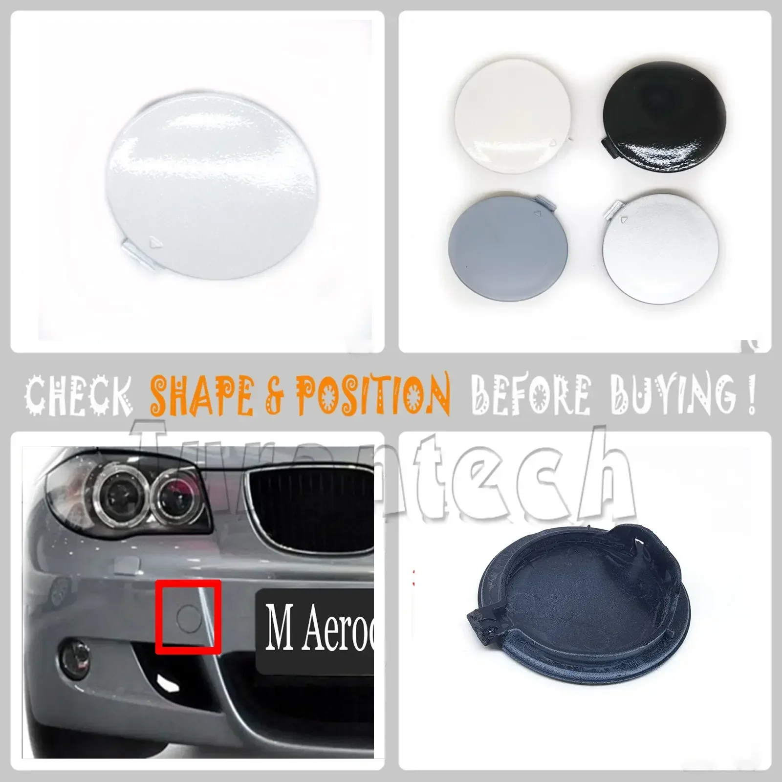 Front Tow cover For 05-11 BMW 1 series E81 E87 M sport Aerodynamics 116d 116i 118d 118i 120d 120i 123d 130i Hook Eye 51117837429