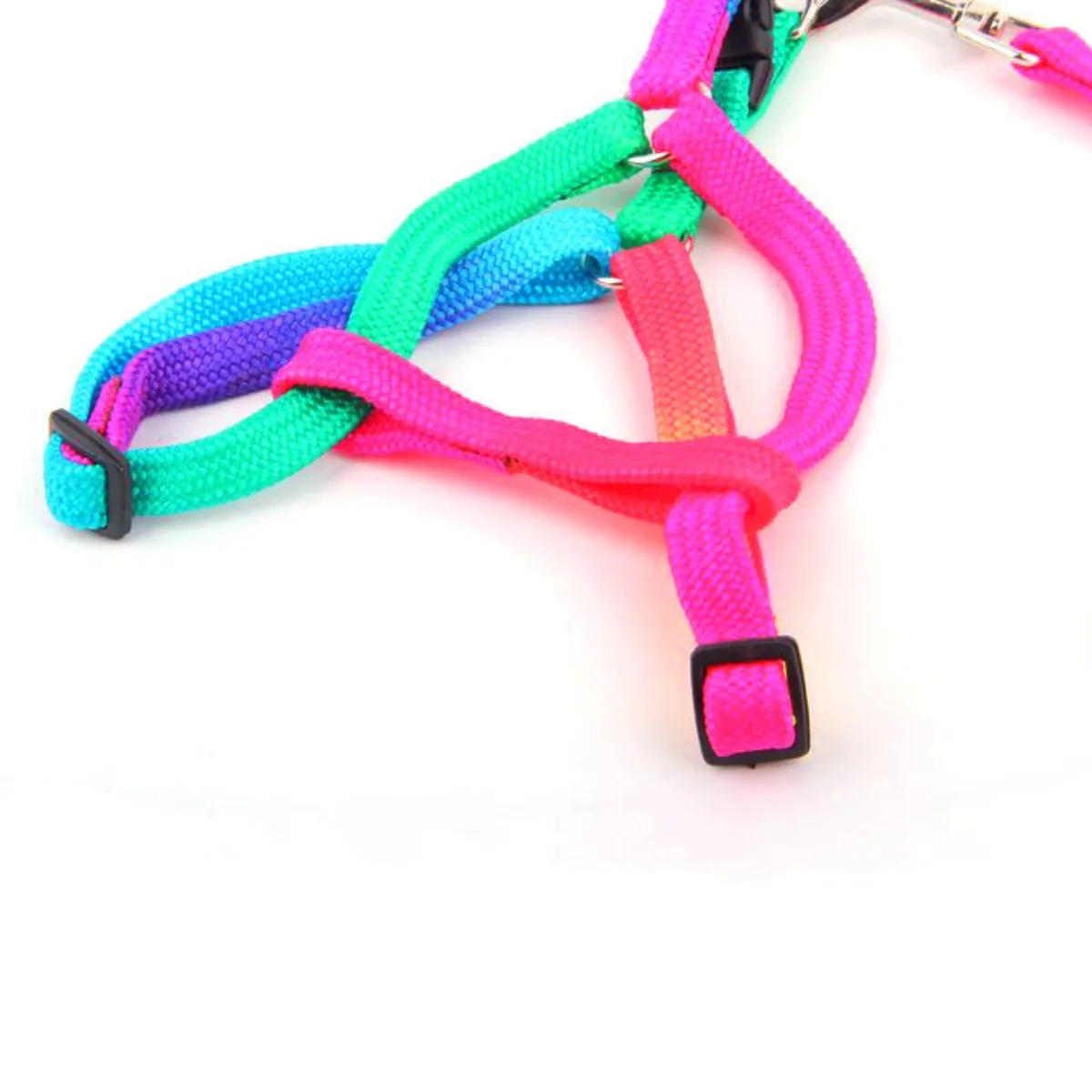 Pet Dog Harness Leash Set Dog Puppy Cat Walking Harness for Small Pets Colorful Rainbow Color Lead 1.0*110cm