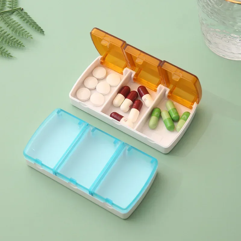 1PC Sealed 3 Grids Medicine Box Portable Health Care Storage Medicine Box Plastic Box Portable Travel Pill Container Case