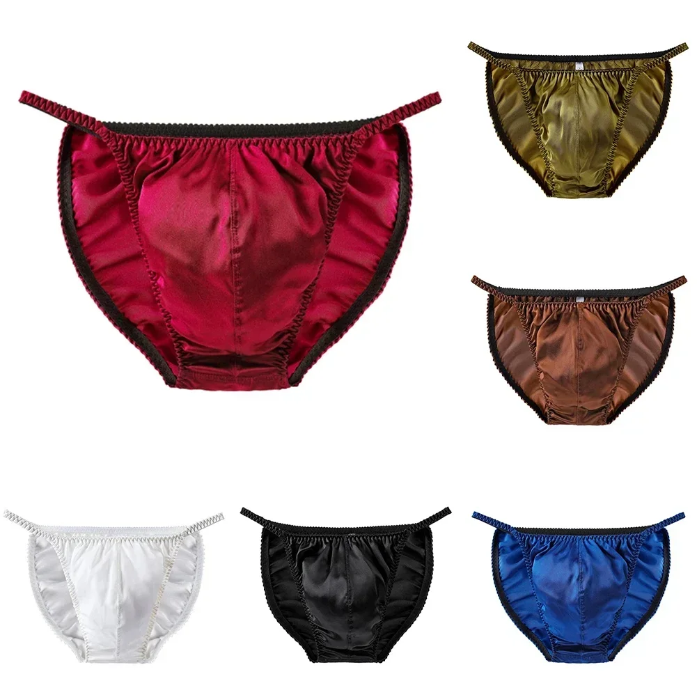 Hot Sale New Fashion Men Briefs Thongs Bikini Breathable Lingerie M-2XL M-XXL Mens Panties Pure Silk Underpants