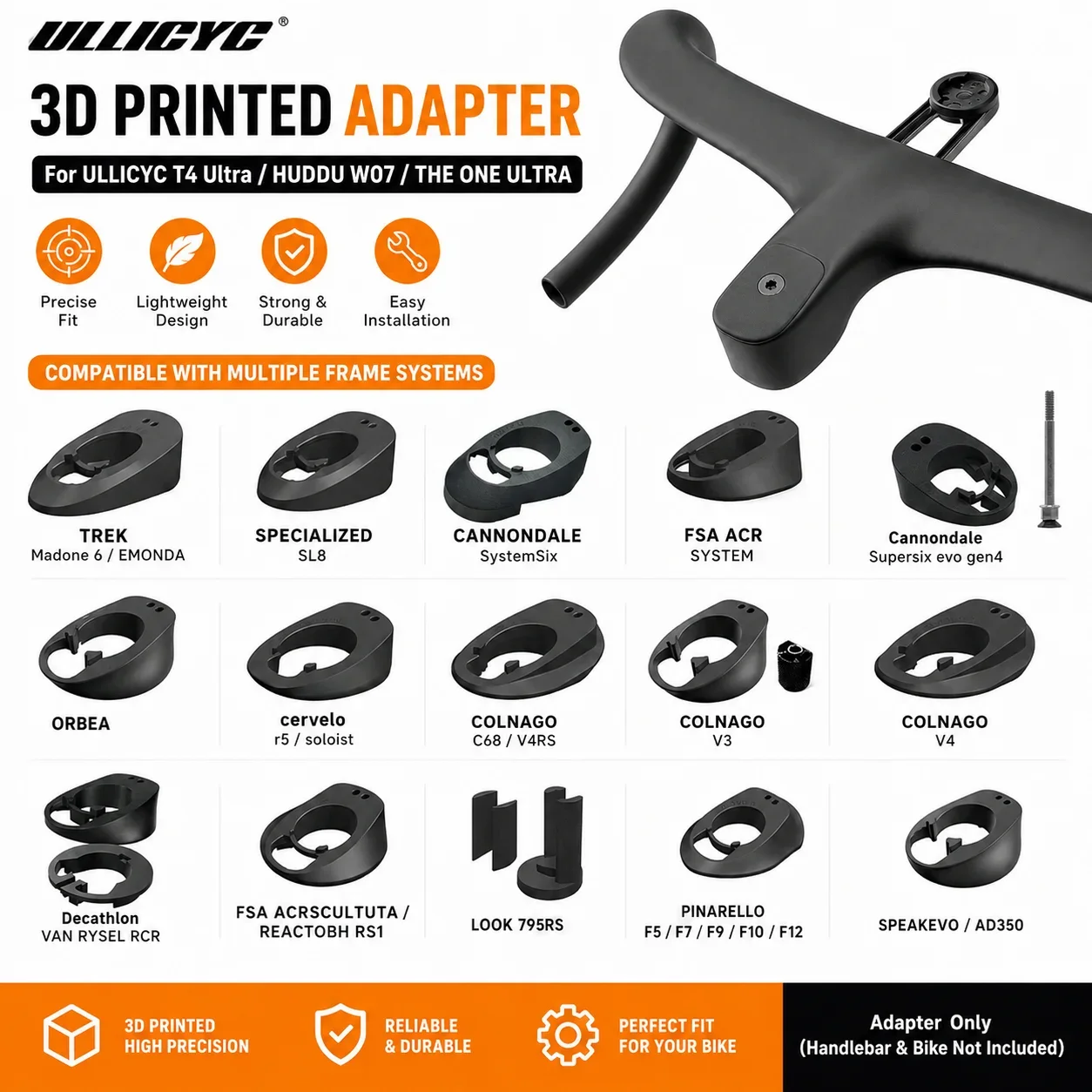 3D Printed Adapter for ULLICYC T4 Ultra HUDDU W07 THE ONE ULTRA Trek Pinarello Cannondale BMC Factor Focus Orbea