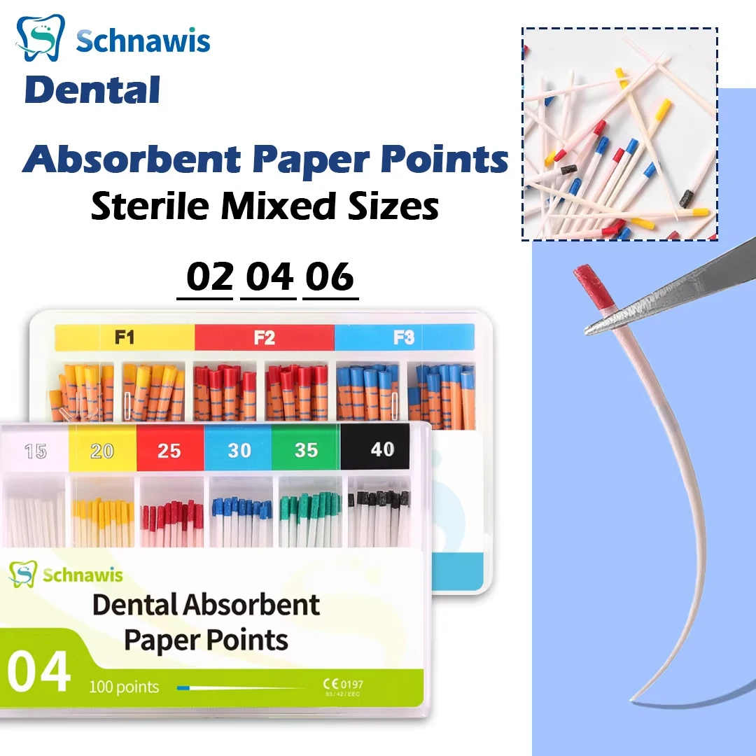 Dental Endodontics Absorbent Paper Points F1F2F3 04 06 Root Canal Dental Material For Dentist Cotton Fiber Graduated mm 100pcs