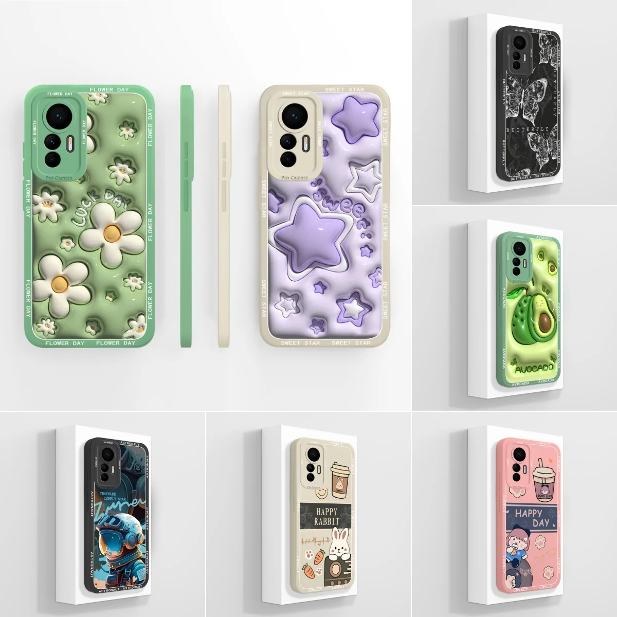 Case For Xiaomi 12Lite Funda Cute Rabbit Avocado Silicone Soft Coque Lens Protection Phone Cover For Xiaomi12 Lite Shell Housing