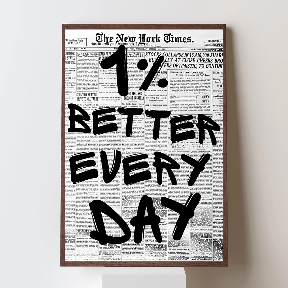 Dramatic Retro Motivational Quote Newspaper Typography Canvas Poster Modern Trendy Wall Art Picture Print Home Gym Office Decor