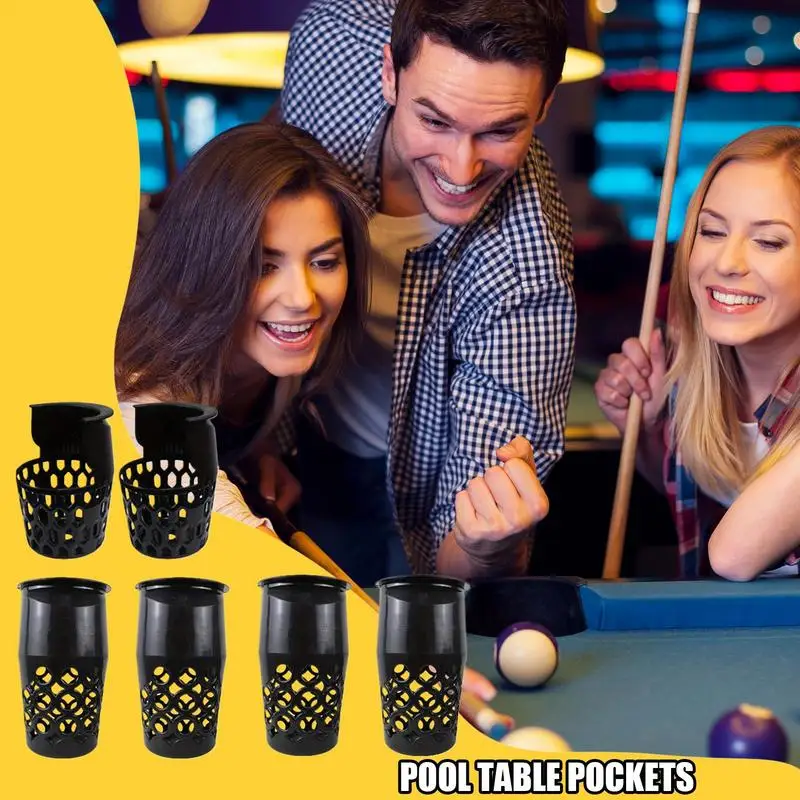 Pool Table Pockets 6x Billiard Container Ball Storage Net Pool Table Pockets Replacement Club Parts Easy Install For Men Women