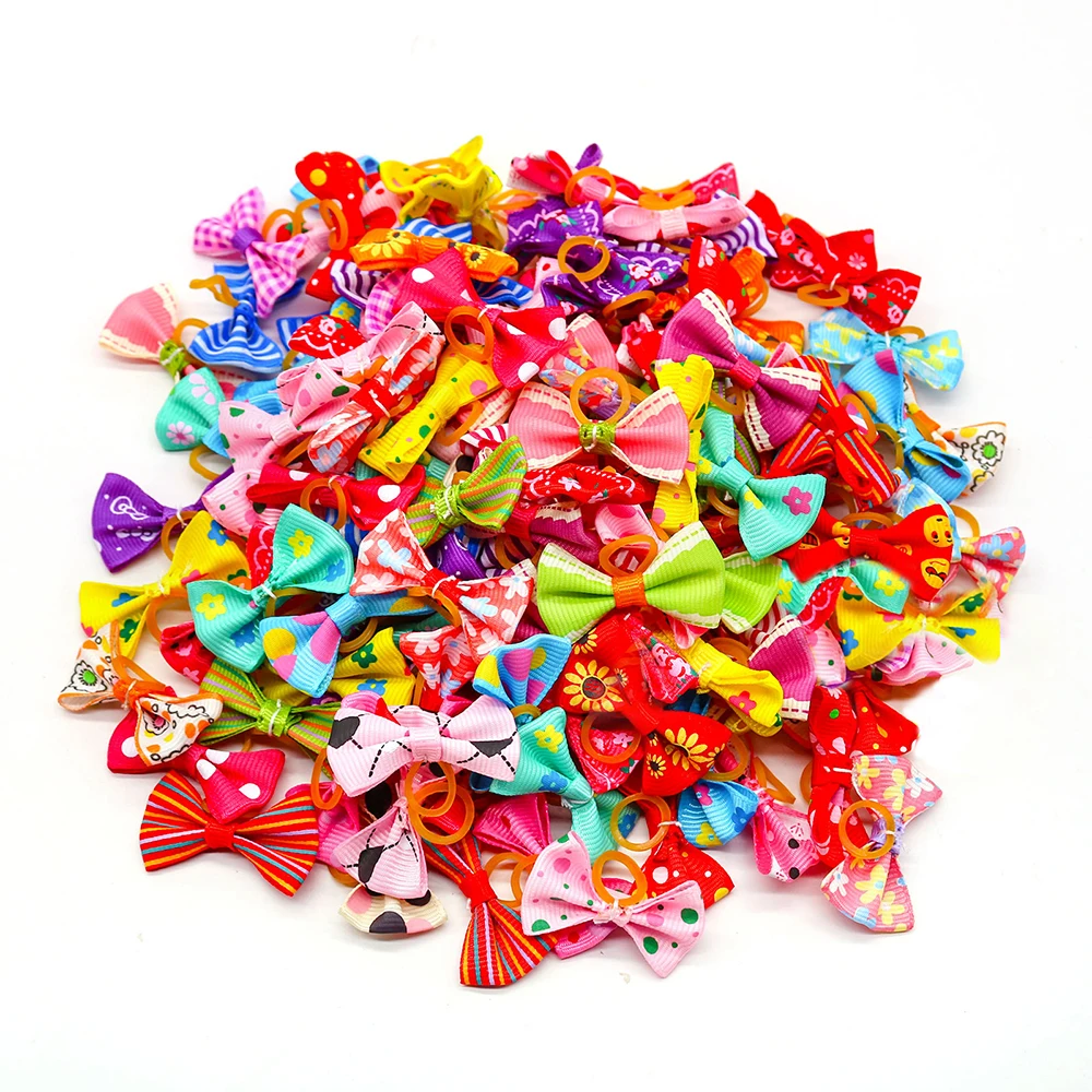 10/20pcs Pet Accessories Dog Hair Bows Cat Dog Hair Bows Mix Colours Small Dog Hair Rubber Bands Dog Grooming Accessories