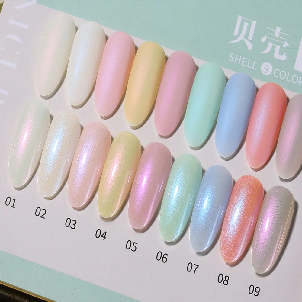 Vendeeni 9 Farben Perlmutt-Farbgel Nagellack Semi-Permanent UV LED Soak-Off Gel Lack Meerjungfrauen-Gel für Nagelkunst – Detail 6