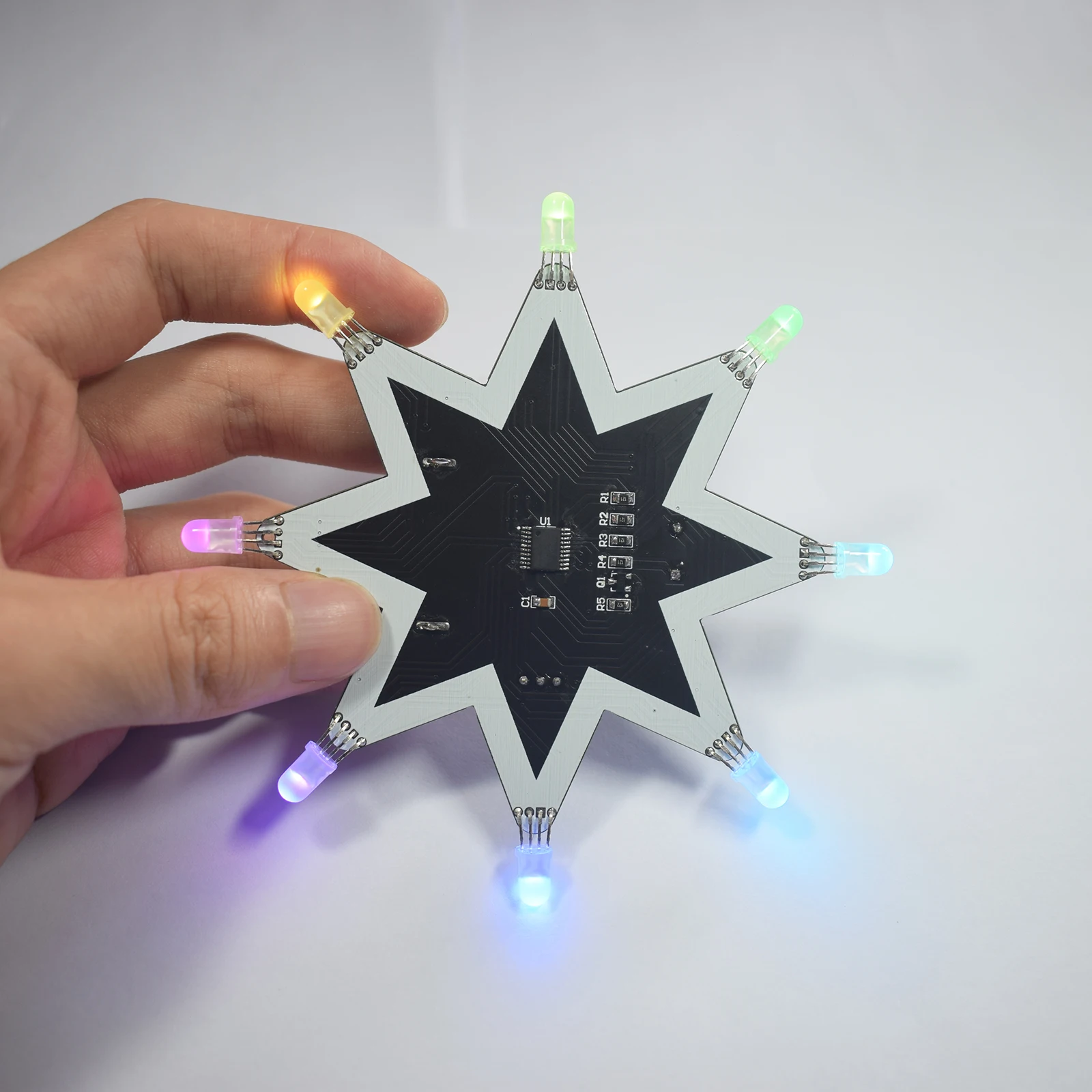 Color LED Octagonal Star Shape Christmas Tree Decoration Music Box Electronic Organ keyboard DIY Electronics Making Kit