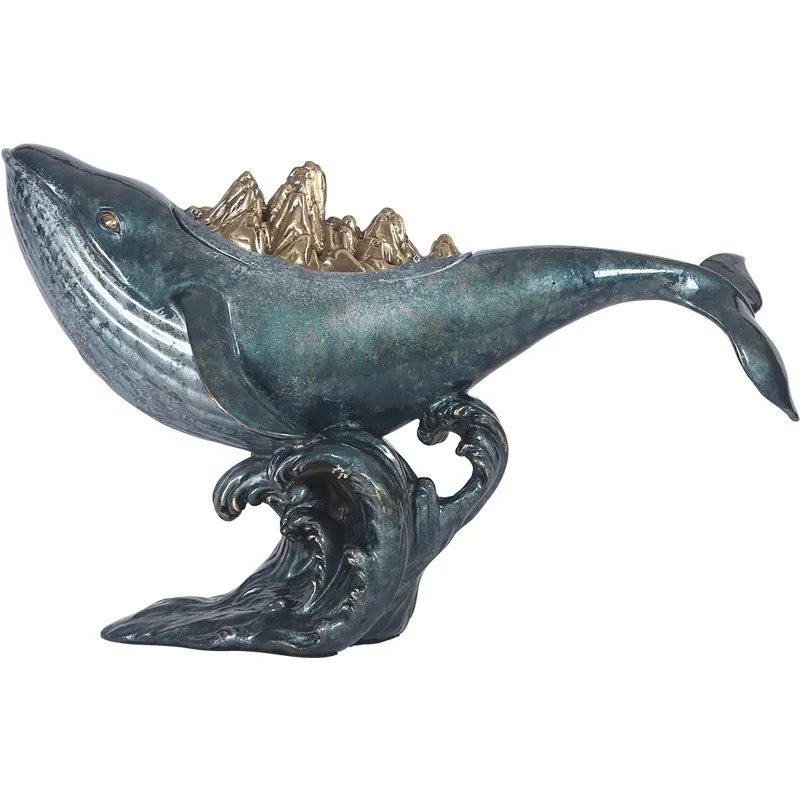 Brass Jinshan Whale Ornament Office Living Room Decoration Craft Gifts Home Entrance Creative Decoration