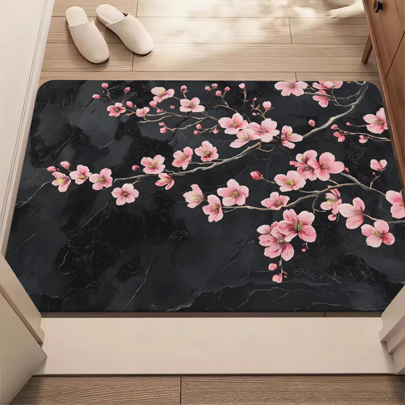 VIKAMA  Cherry Blossom Branch Print Doormat  Kitchen Rug  Machine Washable  Suitable For Living Rooms  Entrance Hall Rug