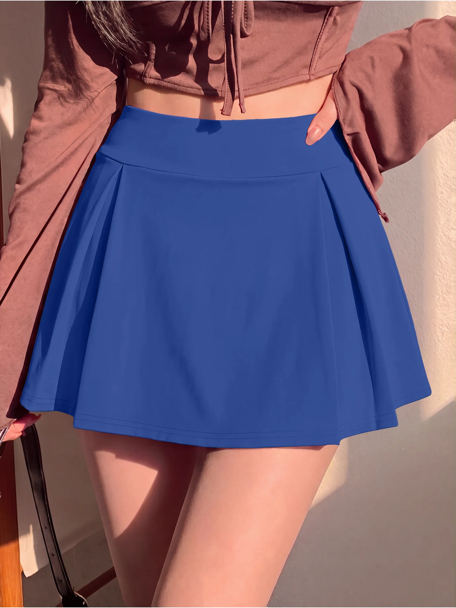 Damen-Plisseerock mit breitem Bund, Anti-Reibungs-Futter, Shorts-Rock, Tennis, Workout, Streetwear, Minirock – Detail 10