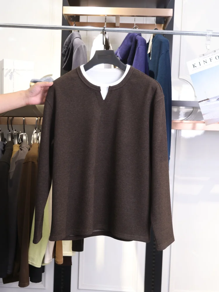 

Douxia 2025 Spring Autumn Men's Faionable Comfortable Skin-friendly Patchwork Hoodie Polyester Fiber V-ne Long Sve Warmth