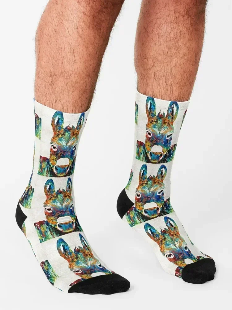 Colorful Donkey Art - Mr. Personality - By Sharon Cummings Socks shoes gym Children's Socks Woman Men's