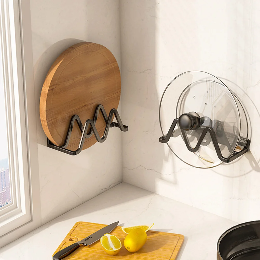 

1Pcs Pot Cover Rack Wall Mounted Heavy Duty Punch- Storage Holder for Tiles Glass Metal Walls Black