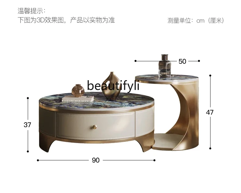 Light Luxury Modern High-End Sense Tea Table Living Room Home Coffee Table High-End round Tea Table