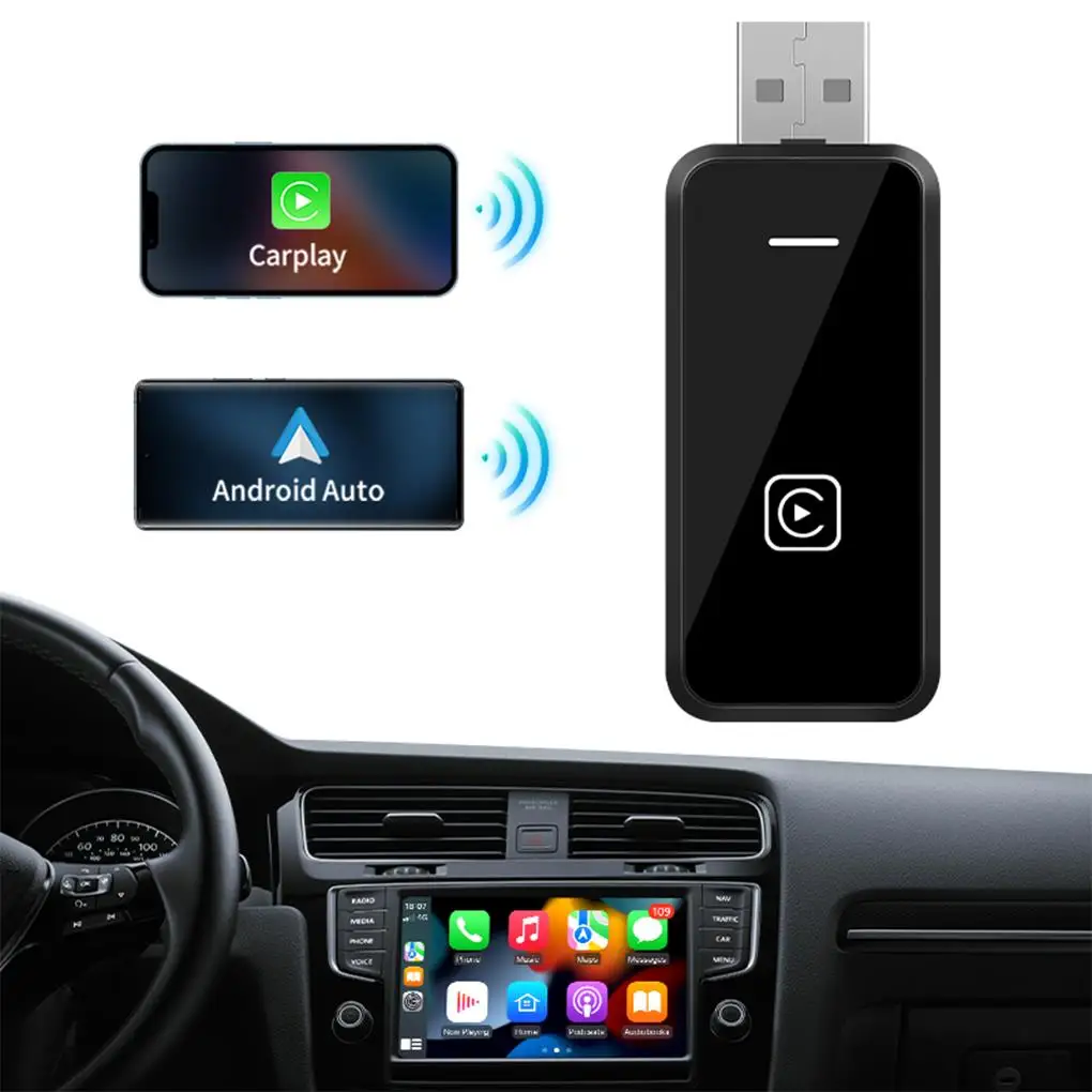 Wireless Car Play  2-in-1 adapter Adapter Auto-Connect In Seconds No Latency Wireless Android AUTO Adapter USB CarPlay