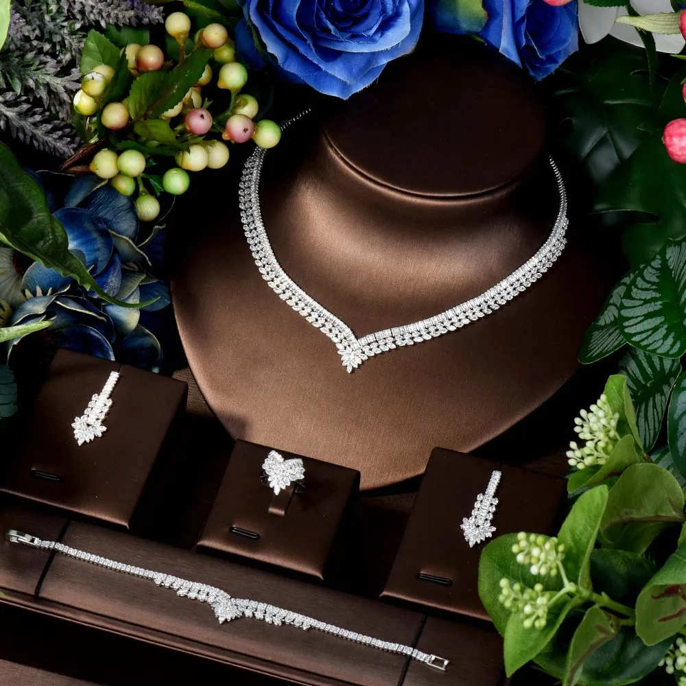 

HIBRIDE Deluxe, 4 шт., нежное ожерелье, ювелирные изделия, популярные аксессуары в Дубае, свадебная вечеринка, праздничный подарок, женский S-311