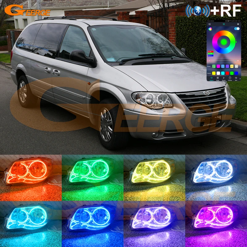 For Chrysler Voyager IV 2005 2006 2007 2008 RF Remote Bluetooth APP Multi-Color Ultra Bright RGB LED Angel Eyes Kit Halo Rings